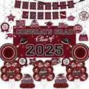 Maroon Themed 2025 Graduation Decorations Set - Congrats Grad Banner, Class of 2025 Backdrop, Balloons & Streamers Kit - Complete Party Supplies for High School & College Celebrations