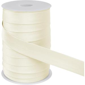 LEREATI Satin Bias Tape Double Fold 1 Inch x 55 Yards, Bias Tape for Sewing, Polyester Quilt Binding Tape, Piping Trim Fabric Tape for Hemming, Seaming, DIY Crafts (Off-White)