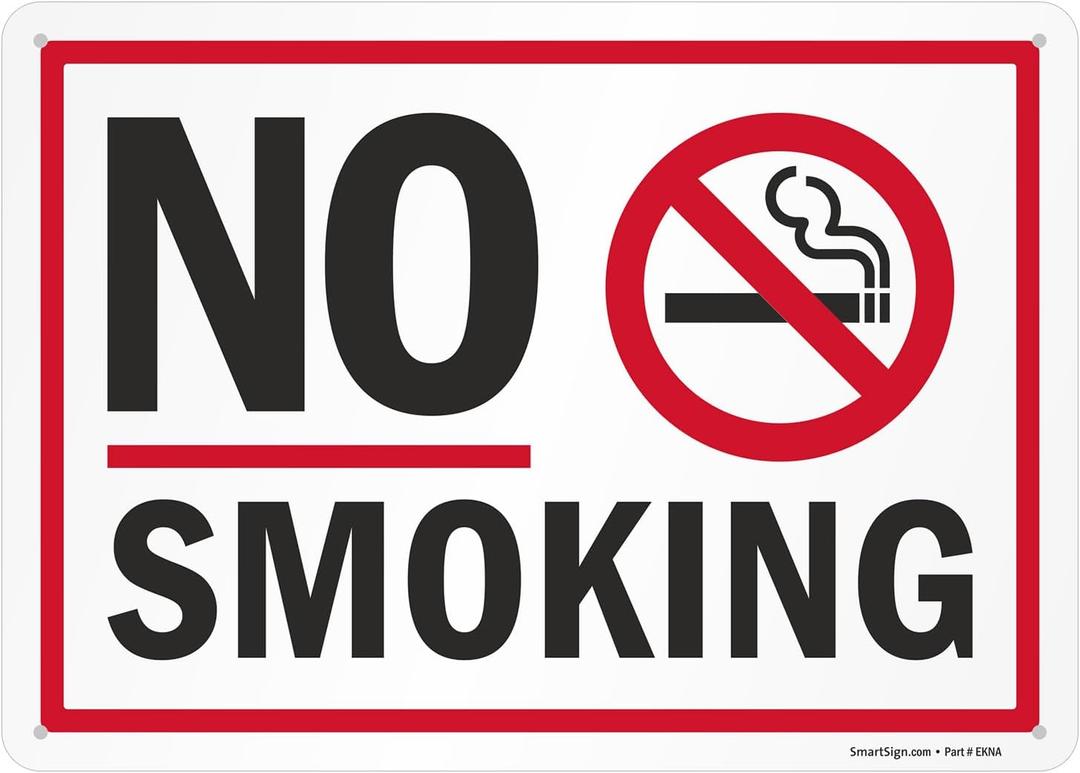 SmartSign No Smoking Sign with Symbol, 10 x 14 inch Screen Printed, 40 mil Laminated Rustproof Aluminum Metal for Indoor, Outdoor, Made in USA