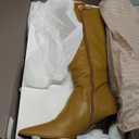 Franco Sarto Women's Lyla Pointed Toe Knee High Boots (8, Camel Brown Wide Calf Leather)