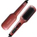Megawise Pro Ceramic Ionic Hair Straightener Brush  Fast 20s Heating, Auto-Off, Anti-Scald, Dual Voltage, Rotatable Power Cord  Home Salon Styling (Tomato Red)