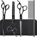 Dog Grooming Scissors Kit with Safety Round Tips, GLADOG Professional 5 in 1 Grooming Scissors for Dog and cat