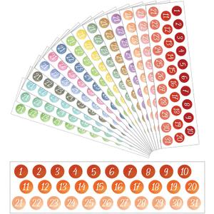 15 Sheets Planner Number Stickers Calendar Date Small Numbers Stickers for Daily Planners Colorful Calendar for Date in Rainbow Colors Journals(Classic Color)