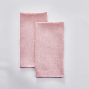 100% Pure Flax Linen Kitchen Hand Towels Set of 2 - Quick Dry Extra Soft 20 x 27 Inch Tea Dish Towels - Handcrafted with Hanging Loop - (Pink)