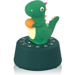 ELE DEPI 60 Minutes Mechanical Kitchen Timer,Cute Dinosaur Timer for Kids,Wind Up Egg Timer for Cooking,Reading,Classroom and Do Sports. (Dark Green)