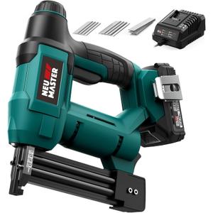 NEU MASTER Nail Gun Cordless with Battery Powered - 18 Gauge 2 in 1 Brad Nailer/Staple Gun, 20V Max. 2.0Ah Battery & Charger, 800 Nails & 200 Staples Included
