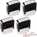 Eaasty 4 Pieces Santa Claus Signature Stamp Christmas Self Inking Rubber Stamp Santa Stampers Christmas Gift Tag for Office Home Party Red Ink