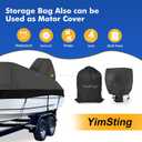 1200D Waterproof Boat Cover - Fits 20' to 22' ft Bass, V-Hull, Tri-Hull, Fish & Ski, Runabout Bowrider Boats - Heavy Duty Canvas Black