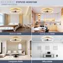 VOLISUN Fandelier Ceiling Fans with Lights and Remote, 19.7in Low Profile Ceiling Fan Flush Mount, 3000K-6500K Dimmable, Modern Ceiling Fans with Lights for Bedroom, Living Room, Kitchen(Gold)