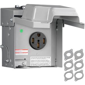 50 Amp RV Power Outlet Box, 125/250V NEMA 14-50R RV Outlet Weatherproof, Outdoor RV Electrical Outlet with Receptacle Panel, Enclosed Lockable Power Box for RV Camper, ETL Listed H91OB06