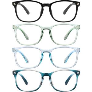 MIGSIR Blue Light Blocking Glasses for Computer Gaming, Fashion Fake Anti Eye Strain Eyeglasses for Women Men (A4 4 Pack Mix)