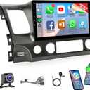 Naifay 4+64G Android 13 Car Radio for Honda Civic 2006 2007 2008 2009 2010 2011, 10.1inch IPS Touch Screen for Civic Stereo with Carplay Android Auto Bluetooth FM GPS WiFi SWC Camera+MIC