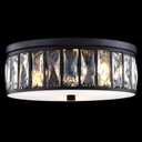 Crystal Farmhouse Drum Semi Flush Mount Close to Ceiling Light Fixture,Black Finish for Living Room Dining Room Bedroom Kitchen Island Hallway (Black, 12 Inch)