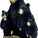 Black Bear Family Resin Statue Sculpture Figurine Decorative for Home, Office, Living Room, Desktop Display