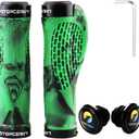 TOPCABIN Ergonomic Bike Grips - Widen Holding Rubber Grips with Aluminum LockGrips for Mountain & Road Bikes (Rubber Green, 1 Pair)