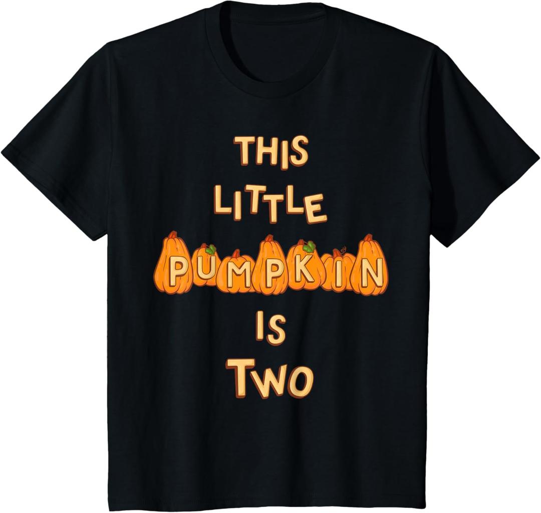 Kids Toddler's 2nd Birthday Fall Pumpkin Theme Party Two Year Old T-Shirt
