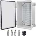 YETLEBOX Waterproof Electrical Box, IP67 Junction Box Stainless Steel Latch Hinged Clear Cover Project Enclosure with Wall Bracket 11.8" x 7.87" x 5"