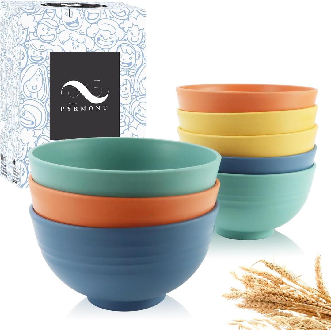 Wheat Straw Bowls Set of 8, 10 OZ Small Bowls for Kids, Cereal, Dessert & Snack, BPA-Free, Dishwasher & Microwave Safe