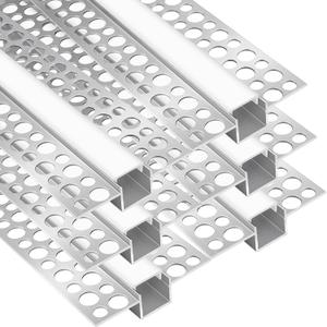 YGS-Tech Plaster-in LED Aluminum Channel, 3.3FT/1M 6 Pack Trimless Recessed LED Light Strip Diffuser Channel, Drywall Aluminum LED Profile with Milky Diffuser for Ceilings and Walls