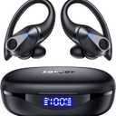 Wireless Earbuds Bluetooth Headphones 90Hrs Playtime Ear Buds IPX7 Waterproof Sports Earphones Wireless Charging Case Over-Ear Earhooks Headest (Black)