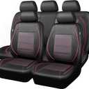CAR PASS Piping PU Leather Car Seat Cover Full Set,Inside Zipper Design and Reserved Opening HolesAirbag Compatible,Universal FIT for Car, SUVs,Van,TrucksFull Set, Black & Pink