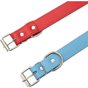 Teacup Dog Collar - Light Blue & Red, Width for Small Dogs & Cats, (Light Blue 9 feet, Red 11 feet)