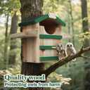 Cedar Owl House Asphalt Roof Dual Feeders Handmade Rustic Birdhouse 14x10 Inch Outdoor Nest Box with Mounting Kit Garden Wildlife Shelter