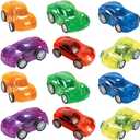 Fun Express Transparent Pullback Cars Set - Assorted Toy Vehicles Cars Boats & Racers for Kids - Perfect Playtime Birthday Parties Party Favors Gifts & Collecting - Colorful & Engaging Fun - 12 Pieces