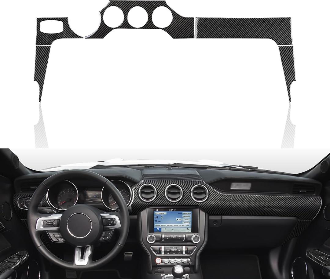 Car Center Console Instrument Panel Sticker Cover Carbon Fiber Decal Interior Trim for Ford Mustang 2015 2016 2017 2018 2019 2020 2021 2022 2023 Accessories
