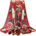 ANDANTINO 100% Pure Mulberry Silk Scarf 35" Large Square Lightweight Headscarf Womens Hair Wraps-With Gift Packed (Dark Red)