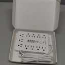 6 FT Flat Plug Surge Protector Power Strip,11 Multiple AC Outlets with 6 USB Ports (2 USB C), 6 Feet Extension Cord, 1250W/10A, One Touch Switch Button, 17 in 1 Compact powerstrip-White