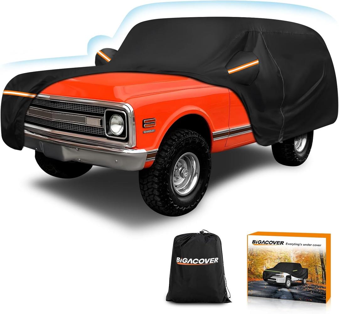Car Cover for Chverolet K5 Blazer/GMC Jimmy 1969-1991 420D Oxford Cloth and Cotton Car Cover Waterproof All Weather with Zipper Windproof Heavy Duty All Weather with Wind, Sun, UV and Dust Protection