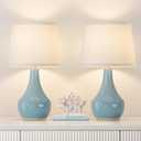 Seealle 19.4" Modern Sky Blue Table Lamp Set of 2-Bedside Lamps for Nightstand, Bedroom Lamp for Living Room Desk End Table Office Guest Room Dresser