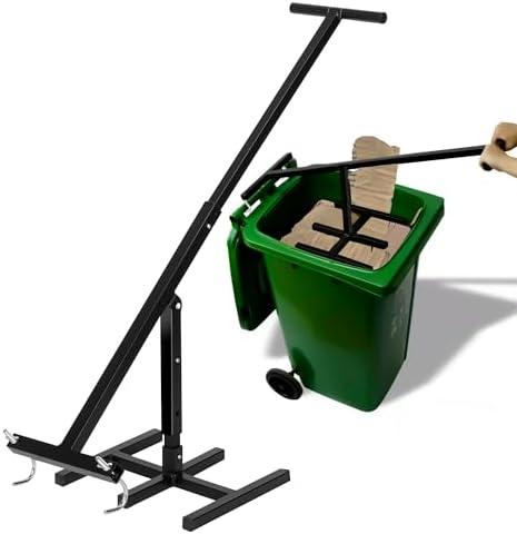 MEILANHUI Manual Trash Compactor, Roadside Trash Can Compactor with Adjustable Handle, Trash Compactor for 25-145 Gallon Trash Can with Wheels, Fit Use of Garden, Restaurant and Office