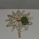 hogardeck Christmas Tree Topper, 10 Inches Lighted Gold Snow Tree Topper, 20 LED Lights Gold Glitter Powder Snowflake Tree Toppers Christmas Decorations, Battery Powered Timer Xmas Treetop Star Decor