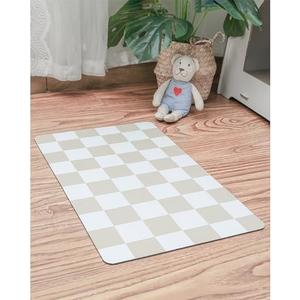Ralxion Checkered Dog Feeding Mat, Absorbent Mats for Dog Food and Water Bowl, Dispenser, Retro Aesthetic Beige Khaiki Checkerboard Pet Placemat for Dogs, Cats, Puppy Accessories, 16" X 24”