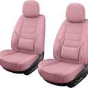 Front Seat Covers for Cars Breathable Leather Seat Covers Waterproof Seat Protectors Universal Fit for Most Automotive Cars SUV Trucks(Pink, Front Pair)