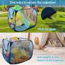 Pop up Pool Toy Storage Bin,32"X32"X30"Pool Float Organizer Bag with 2 Side Pockets Mesh Swimming Pool Toys Organizer with 4 Ground Nails for Inflatable Toys, Float, Beach Ball and Pool Accessories
