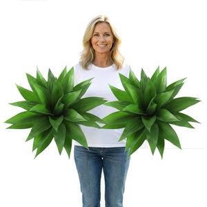 Artificial Agave Plants-Set of 2 Large Fake Agave for Outdoors,18Inch,Faux Aesthetic Plants for Home Decor, Realistic UV Resistant Fake Agave Plants Without Pot
