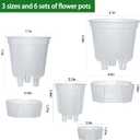 Cdd's Path 6-Pack Bare Root Planter Self Watering Pots Set with Holes for Indoor/Outdoor Plants, 2 Each of 5, 6 and 7 Inch Planter Pot with Watering Hole/Reservoir and Air Pipes, Clear