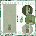 FuWeave 3 Pcs Green Cactus Summer Hand Towels for Bathroom 100% Cotton 29.5 x 13.8'' Embroidered Decorative Absorbent Soft Bath Hand Towels for Bathroom Kitchen Gift Decor