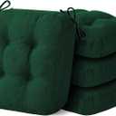 Chair Cushions for Dining Chairs, Dining Chair Cushions, Tufted Indoor Chair Pads with Ties & Non Slip Backing, Seat Cushions for Kitchen Chairs 16.5 x 16.5 x 3.5, Set of 4, Green