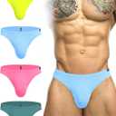 Avidlove Mens Bikini Underwear Low Rise Briefs Microfiber Underpants 4 Pack (Medium, Blue/Green/Pink/Yellow)