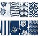 Fanfanwin 8 Pcs Blue Kitchen Towels Decorative Dish Towels 18 x 26 Inch Farmhouse Floral Boho Hand Kitchen Cloths Geometric Absorbent Tea Dish Cloths for Home Bathroom Decor, Housewarming Gifts