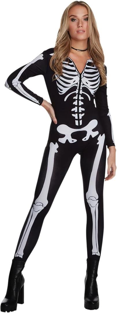 Morph Skeleton Costume Women, Women's Skeleton Costume, Women's Halloween Costumes, Halloween Costumes For Women Adult (X-Large, White)