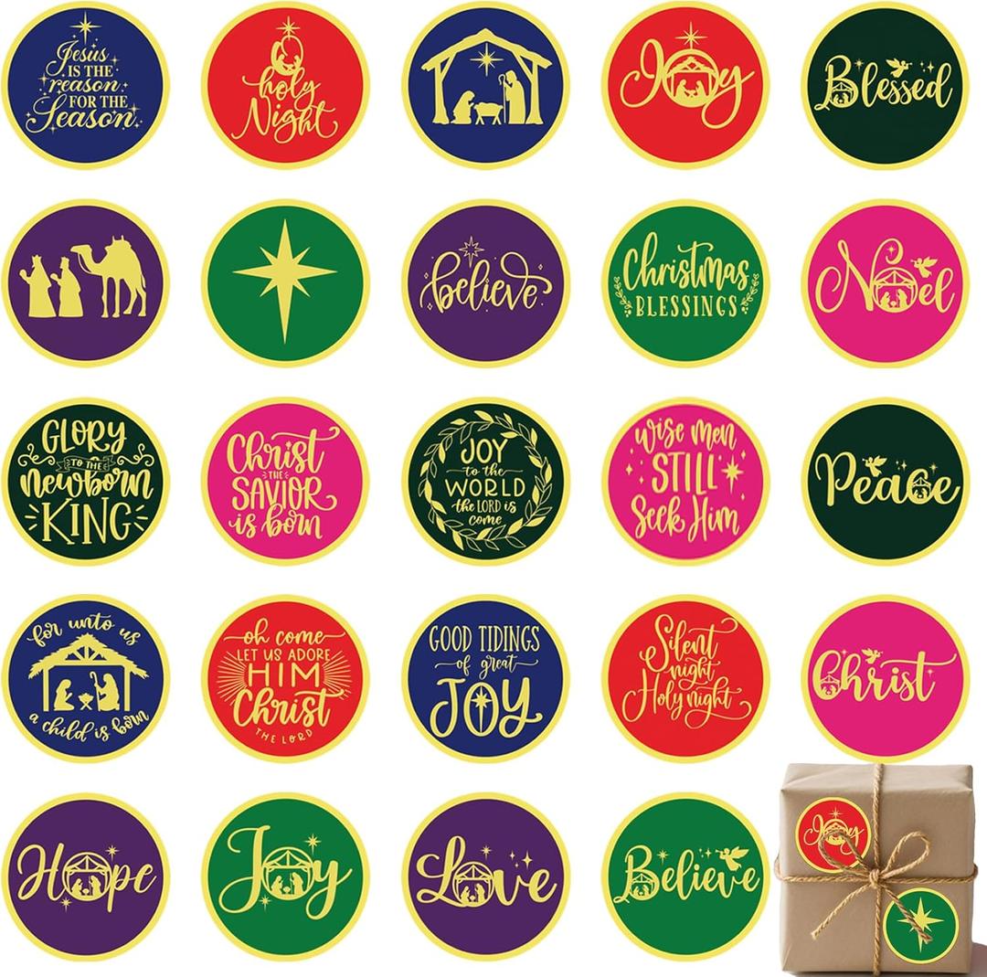 2 x Christmas Stickers for Envelope Seals Cards Making Crafts 2 Inch Round Happy Holiday Christmas Label Card Vinyl Stickers for Mailing Baked Goods Gifts Decorative Bag (Joy168)