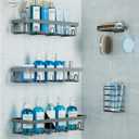 GVY Shower Caddy 5 Pack, Adhesive Shower Organizer Bathroom Shelves,Rustproof Bathroom Organizers and Storage for Home Decor, No Drilling Shower Shelves for Apartment Essentials (Dark Gray)