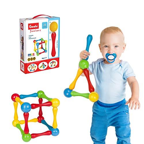 Goobi 15 Piece Construction Set Large Building Blocks Developmental Play Sticks STEM Learning Vibrant Colors Creativity Imagination 3D Puzzle Educational Toys for 1 Year Old Toddlers Preschool