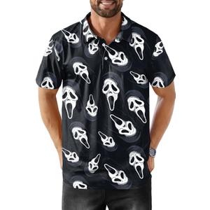Arvilhill Men's Pumpkin Polo Shirt Short Sleeve Costume Collared Shirt M