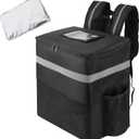Insulated Food Delivery Backpack with 2 Cup Holder, Cooler Bags for Hot/Cold Food for Bike, Insulated Reusable Grocery Shopping Backpack for Doordash, (Black）